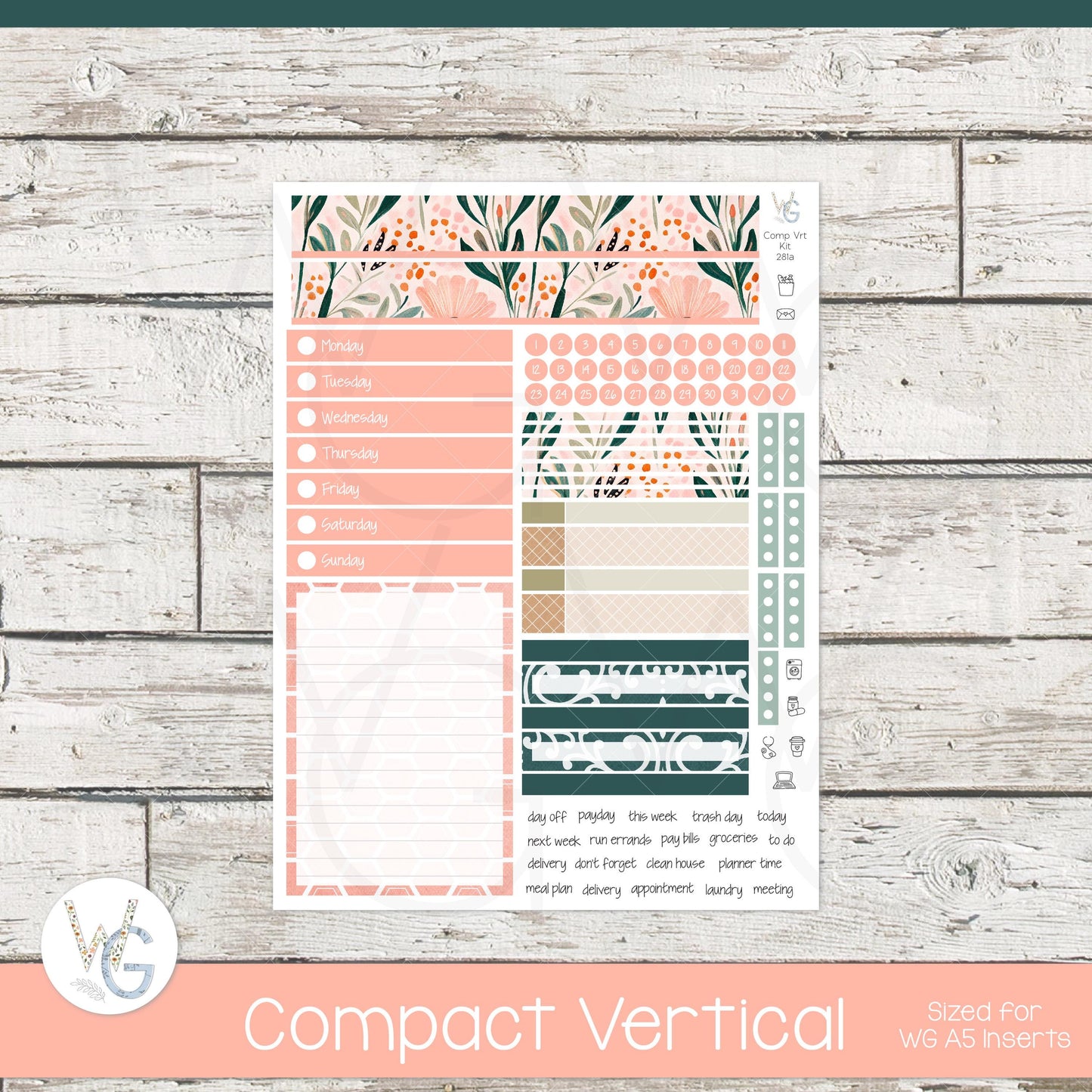 WG A5 Weekly Planner Stickers • WGW5-281