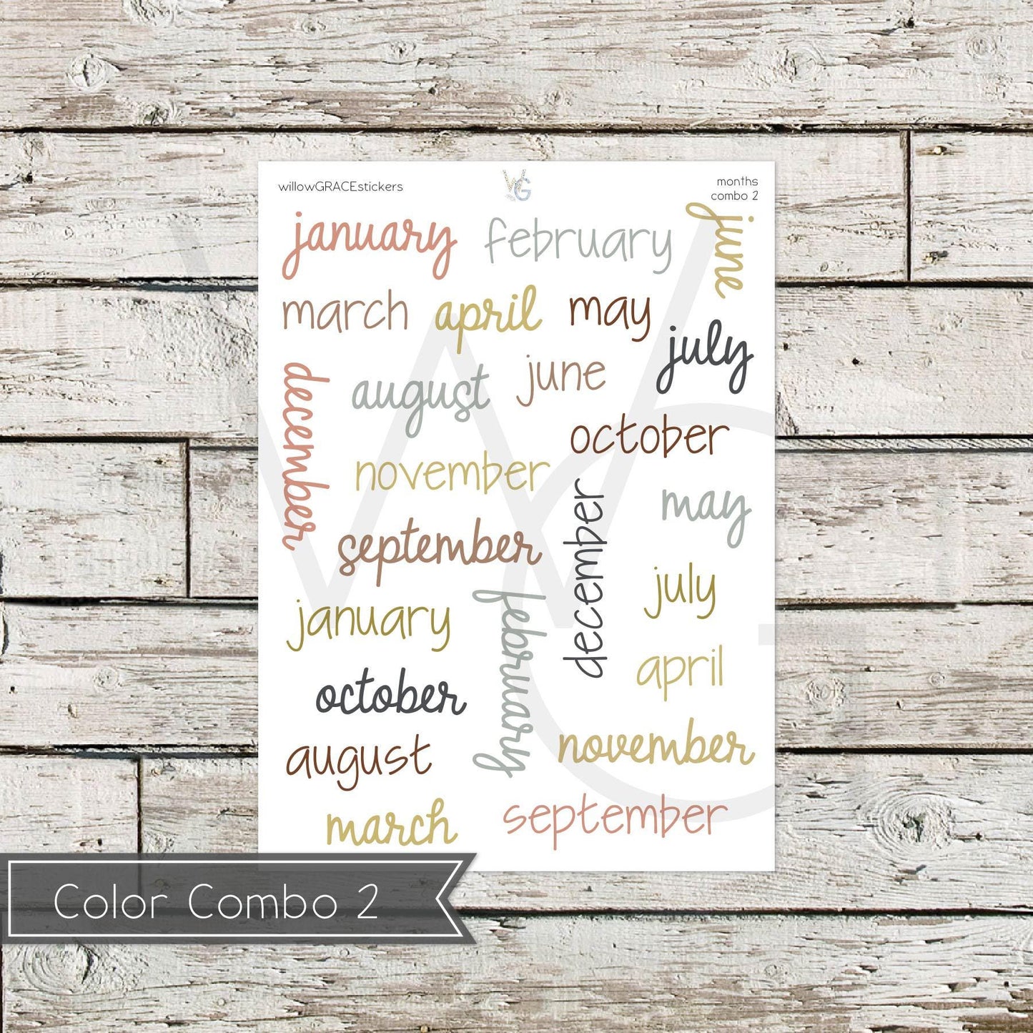 Months • Word Stickers • Scripts Stickers • Planner Stickers (CF)