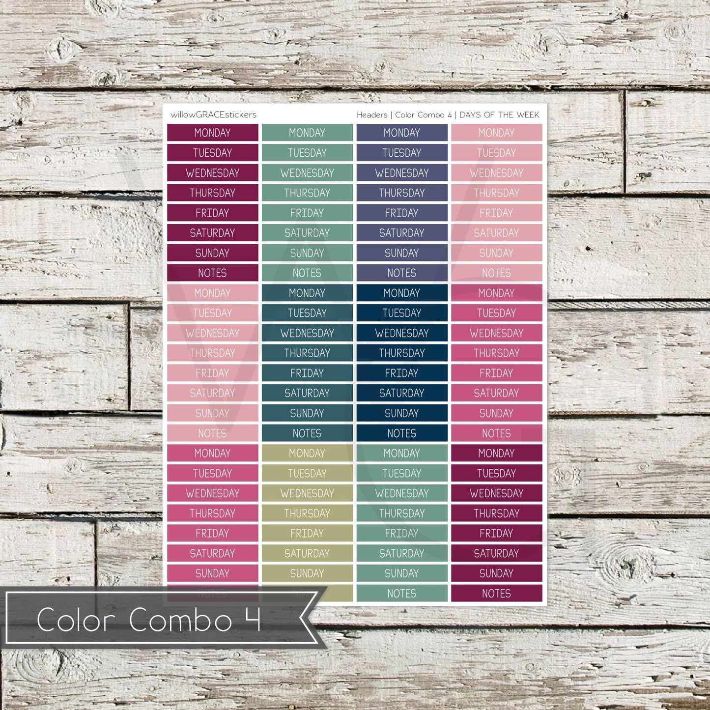 Planner Headers • Functional Planner Stickers • Days of the Week