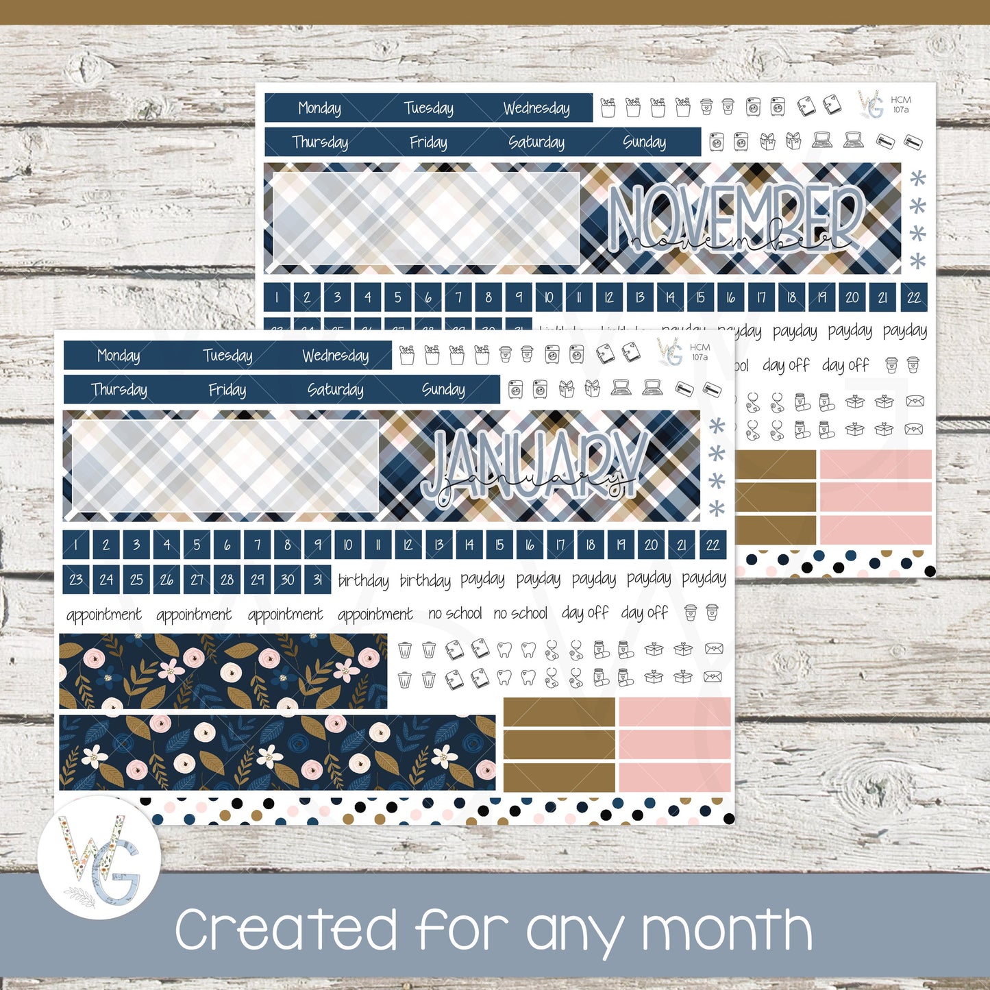 Hobonichi Cousin (A5) Monthly Planner Stickers • HM-107