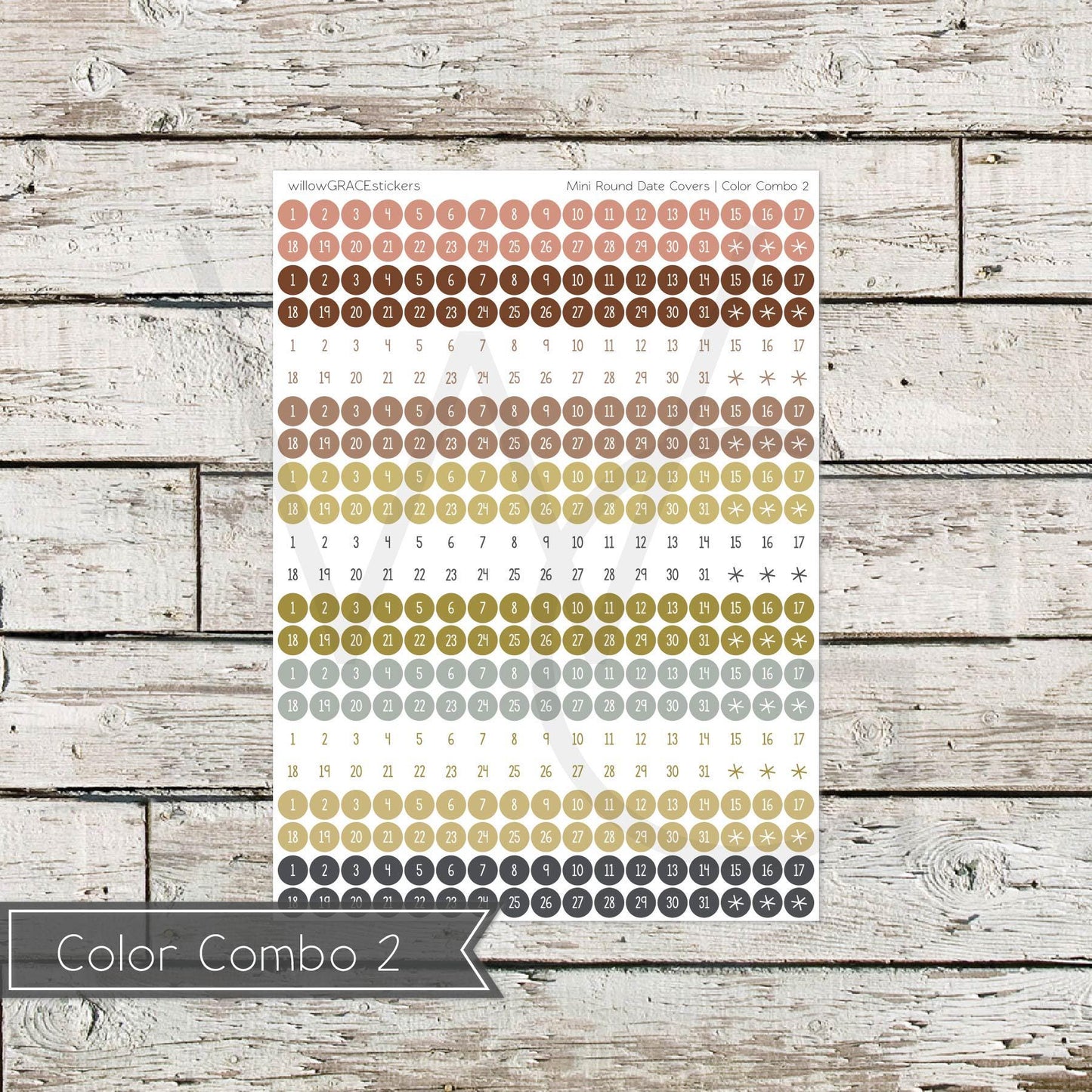 Round Mini Date Covers • Functional Planner Stickers