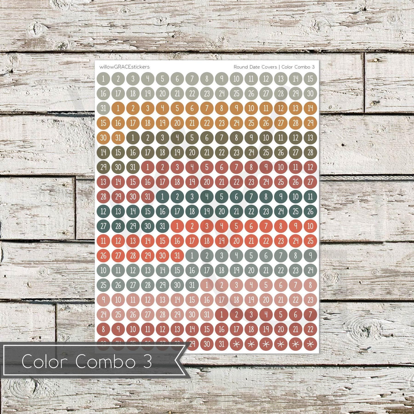 Round Date Covers • Functional Planner Stickers