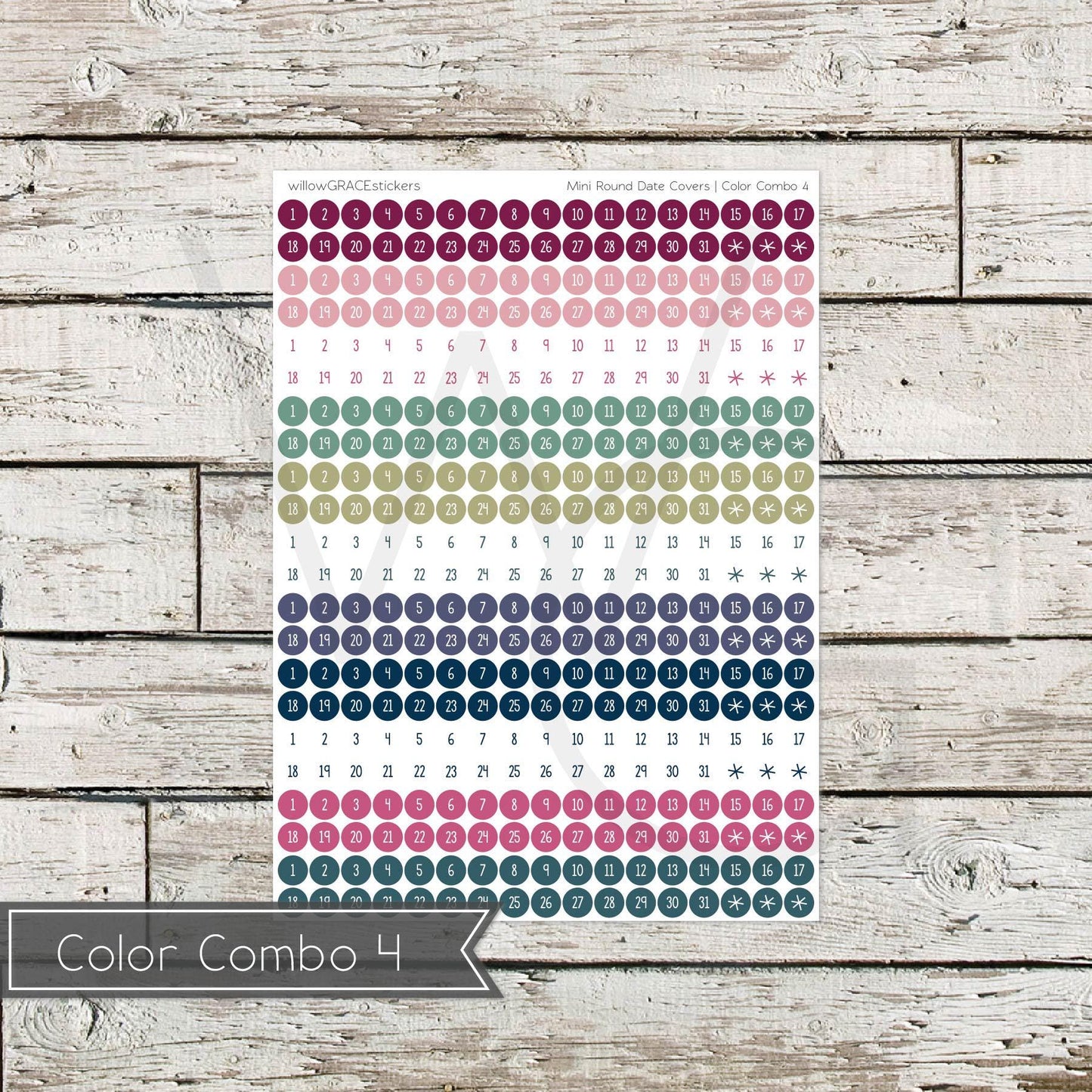 Round Mini Date Covers • Functional Planner Stickers