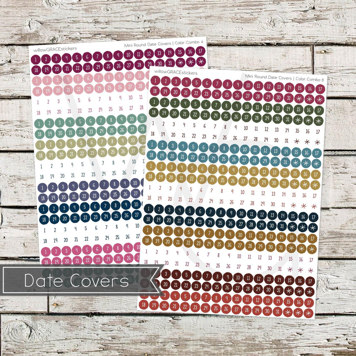 Round Mini Date Covers • Functional Planner Stickers