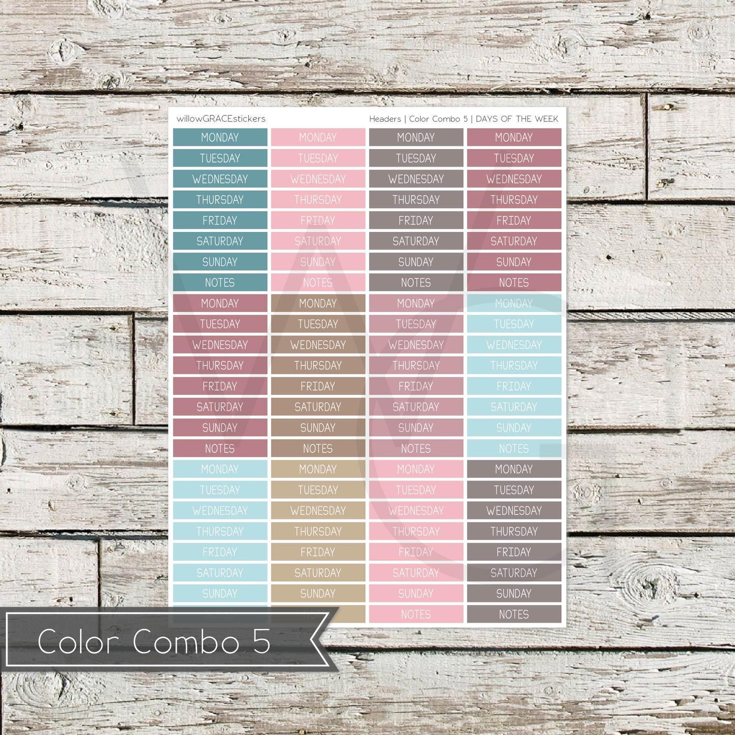 Planner Headers • Functional Planner Stickers • Days of the Week