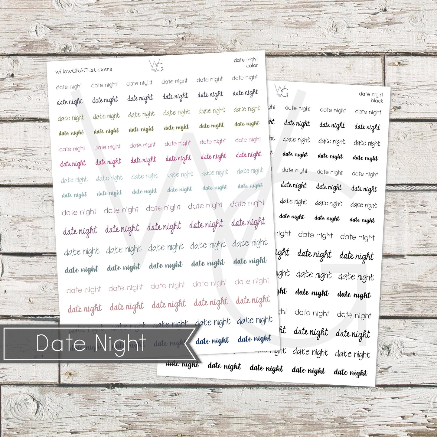 Date Night • Word Stickers • Scripts Stickers • Planner Stickers