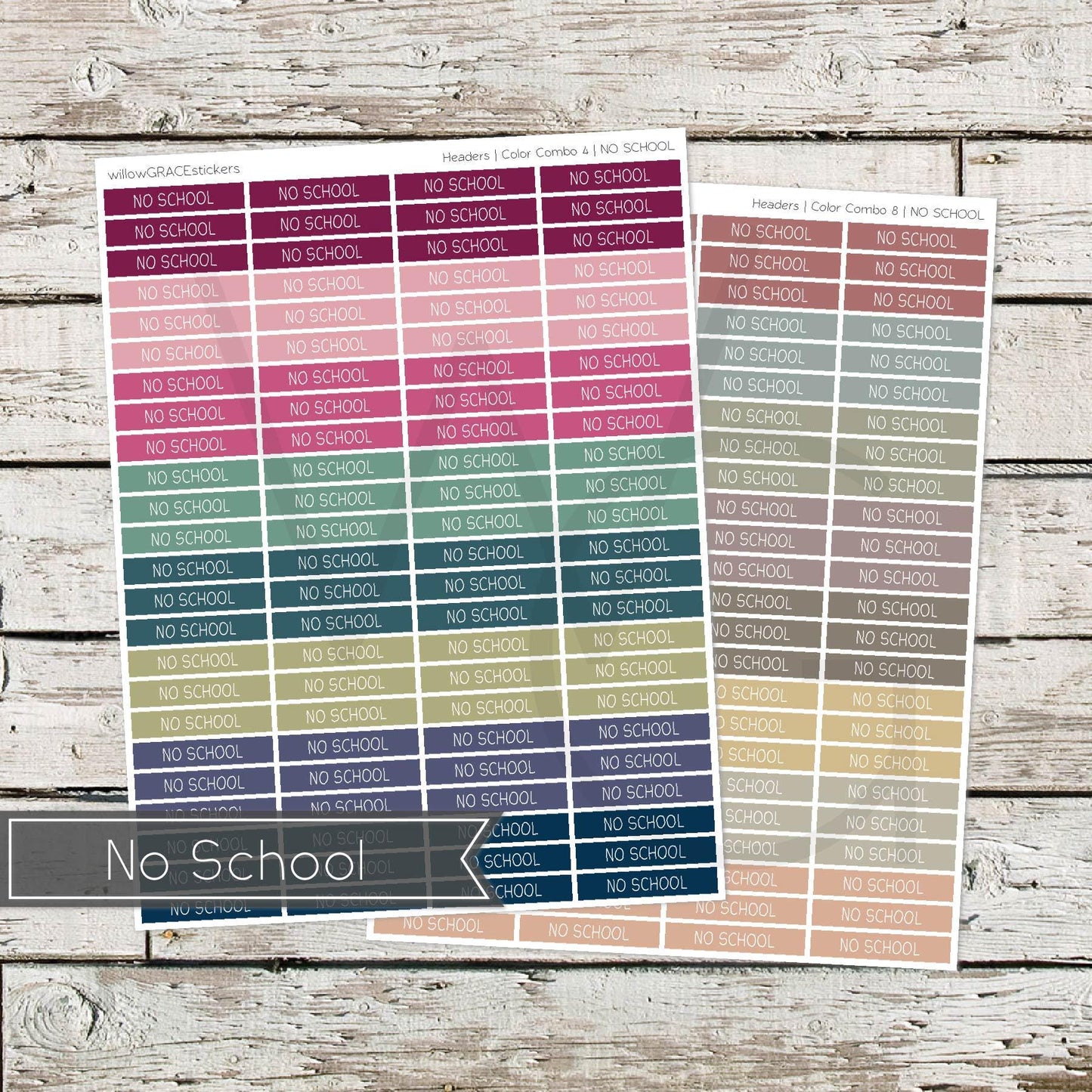 Planner Headers • Functional Planner Stickers • No School