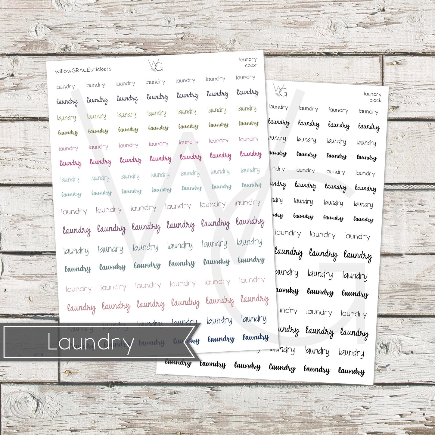 Laundry • Word Stickers • Scripts Stickers • Planner Stickers