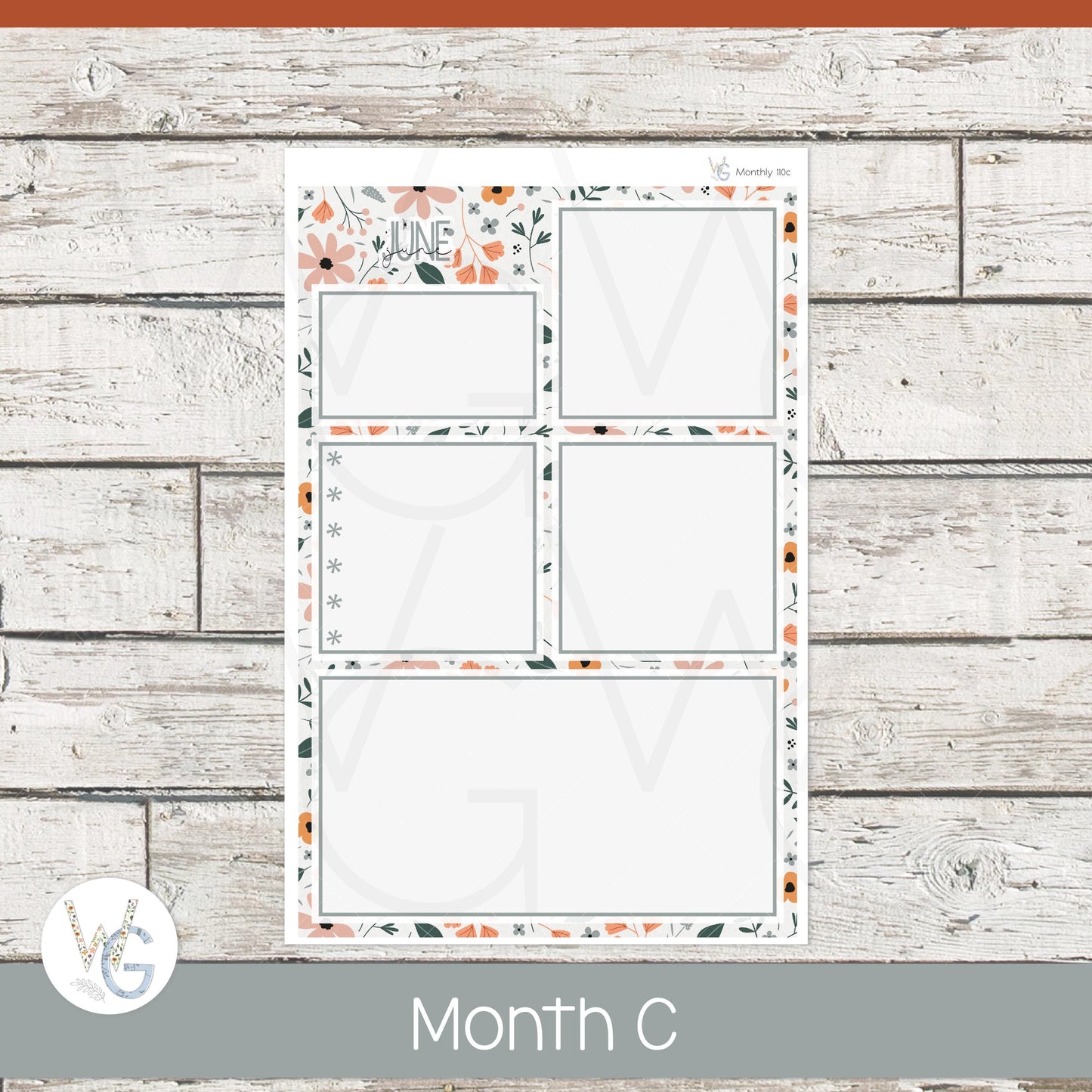 WG A5 Monthly Planner Stickers • WGM5-110