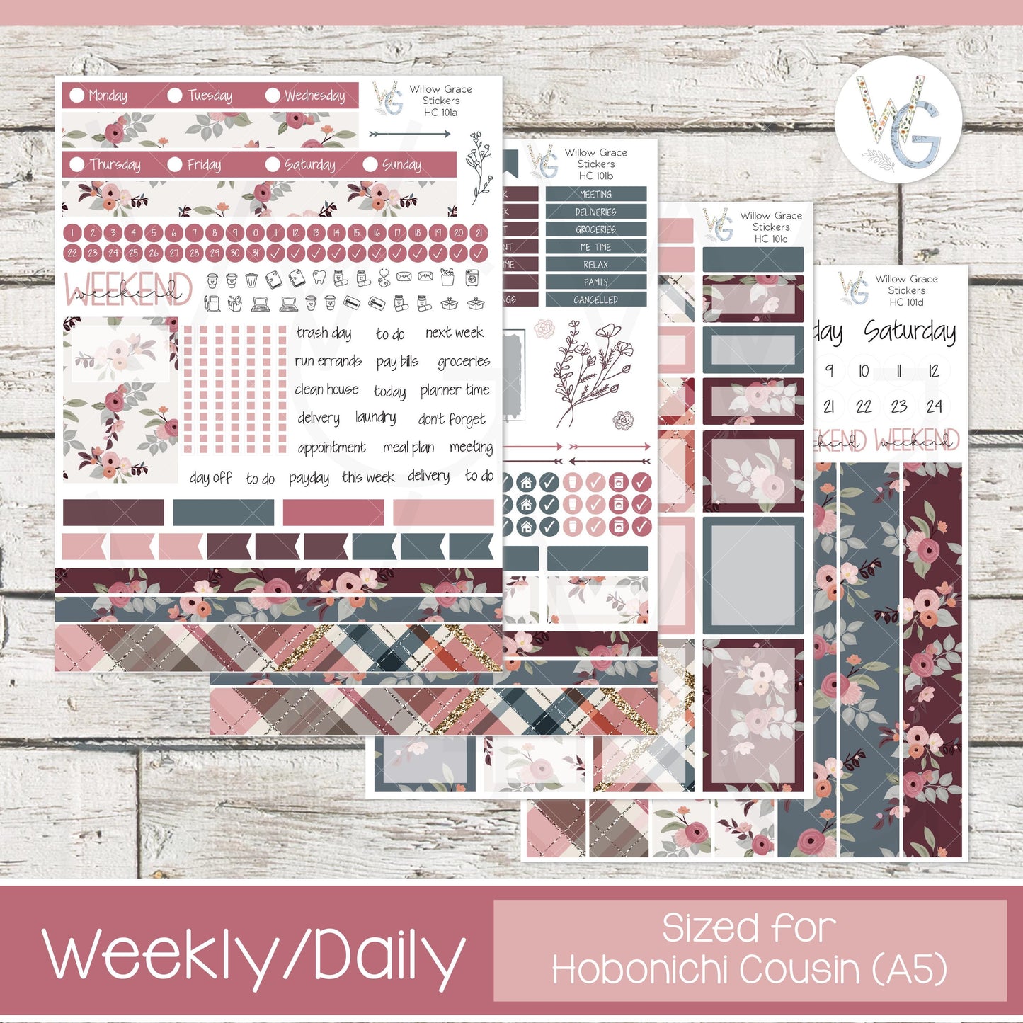 Hobonichi Cousin (A5) Weekly/Daily Sticker Kit • HW-101