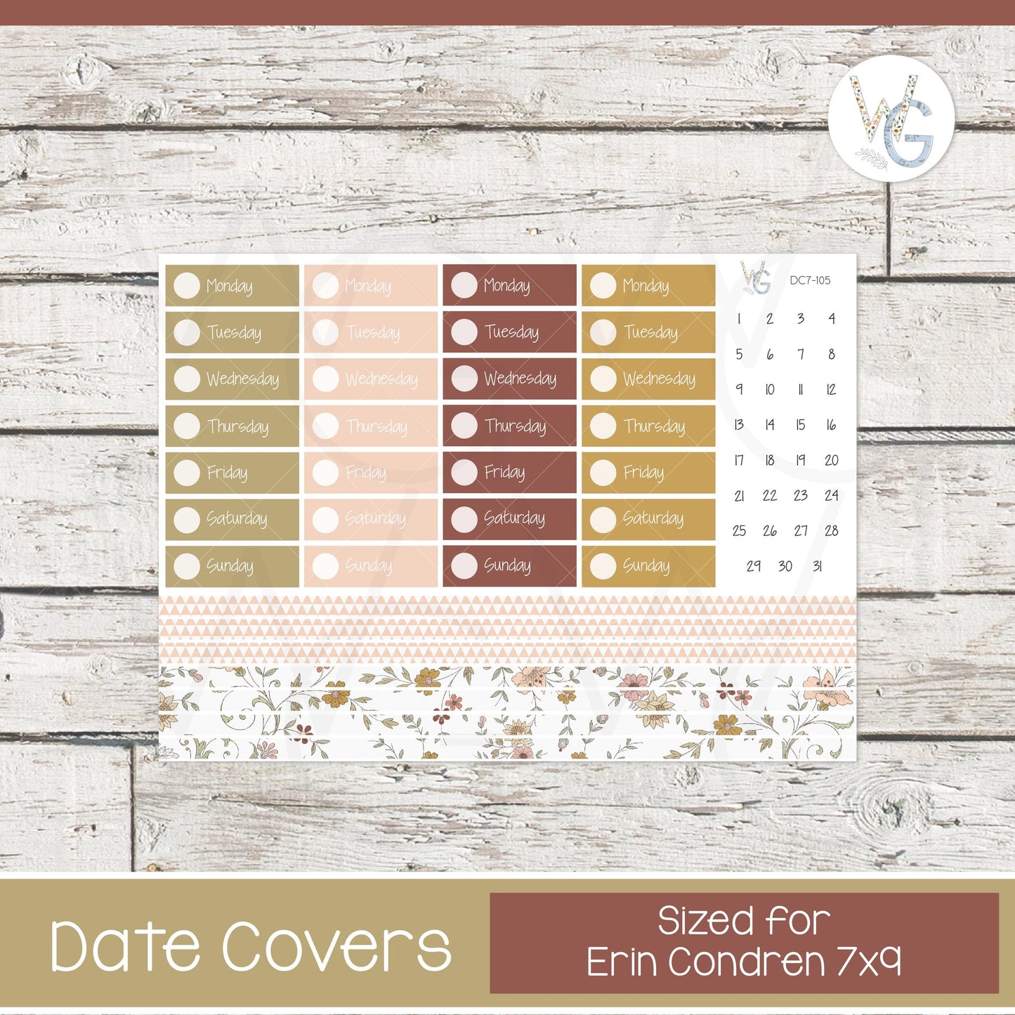 Date Covers • Planner Stickers • DC7-105