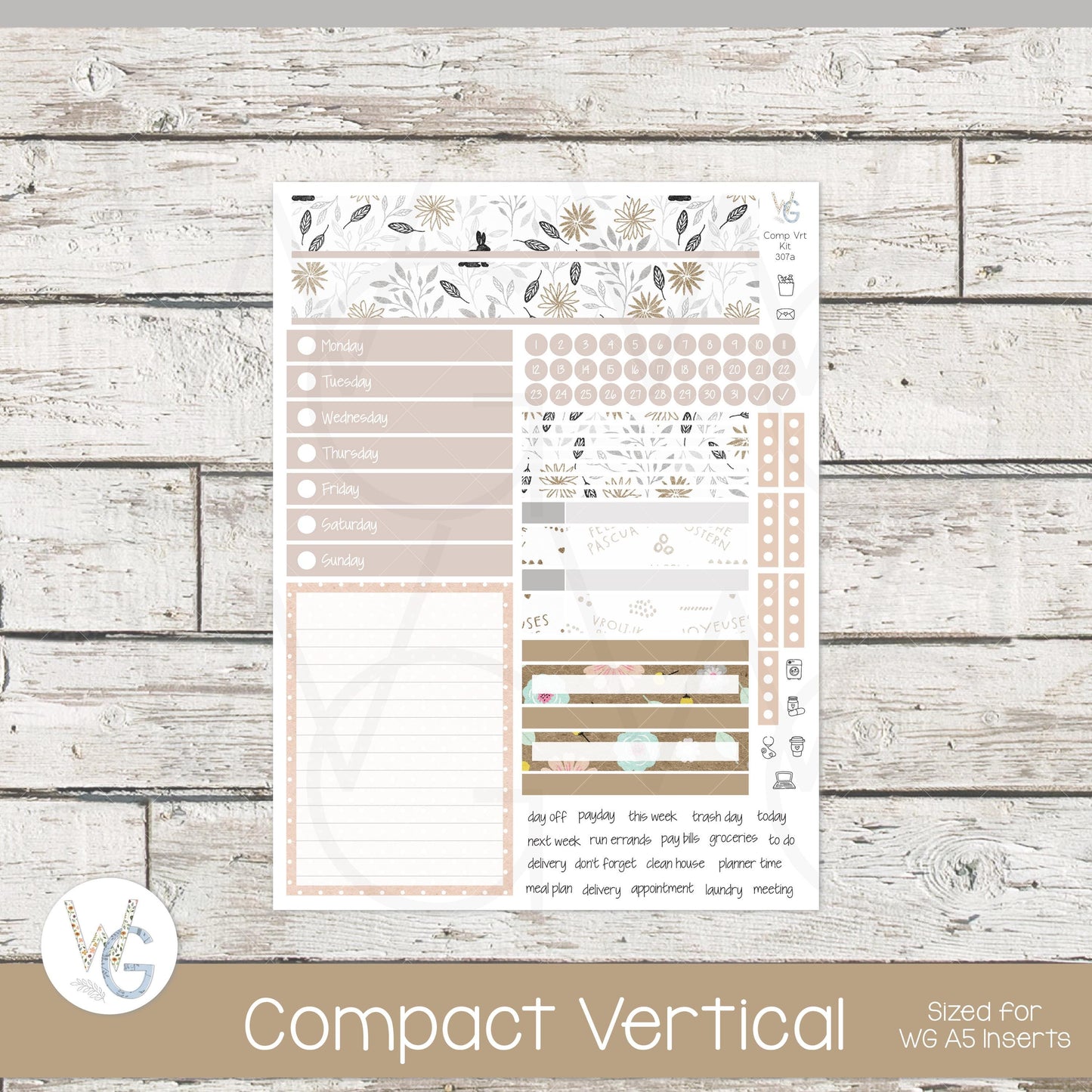 WG A5 Weekly Planner Stickers • WGW5-307