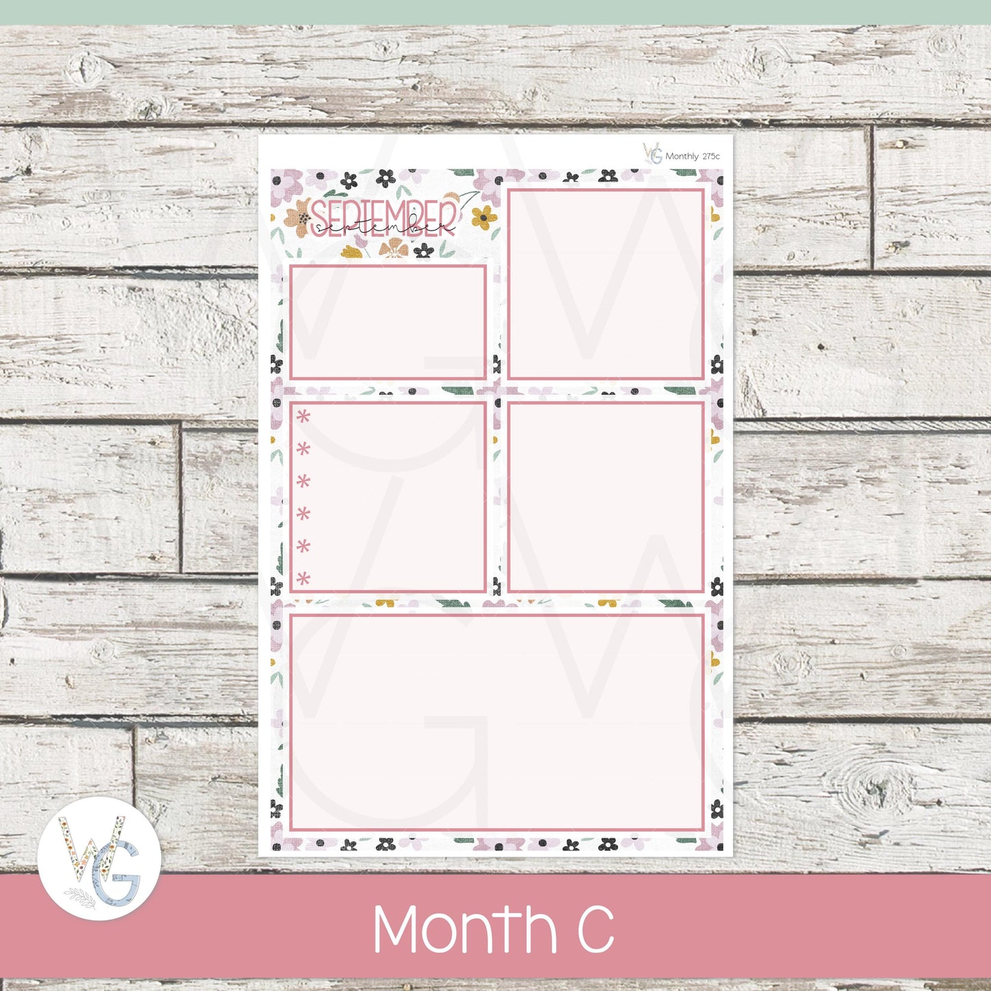 WG A5 Monthly Planner Stickers • WGM5-275