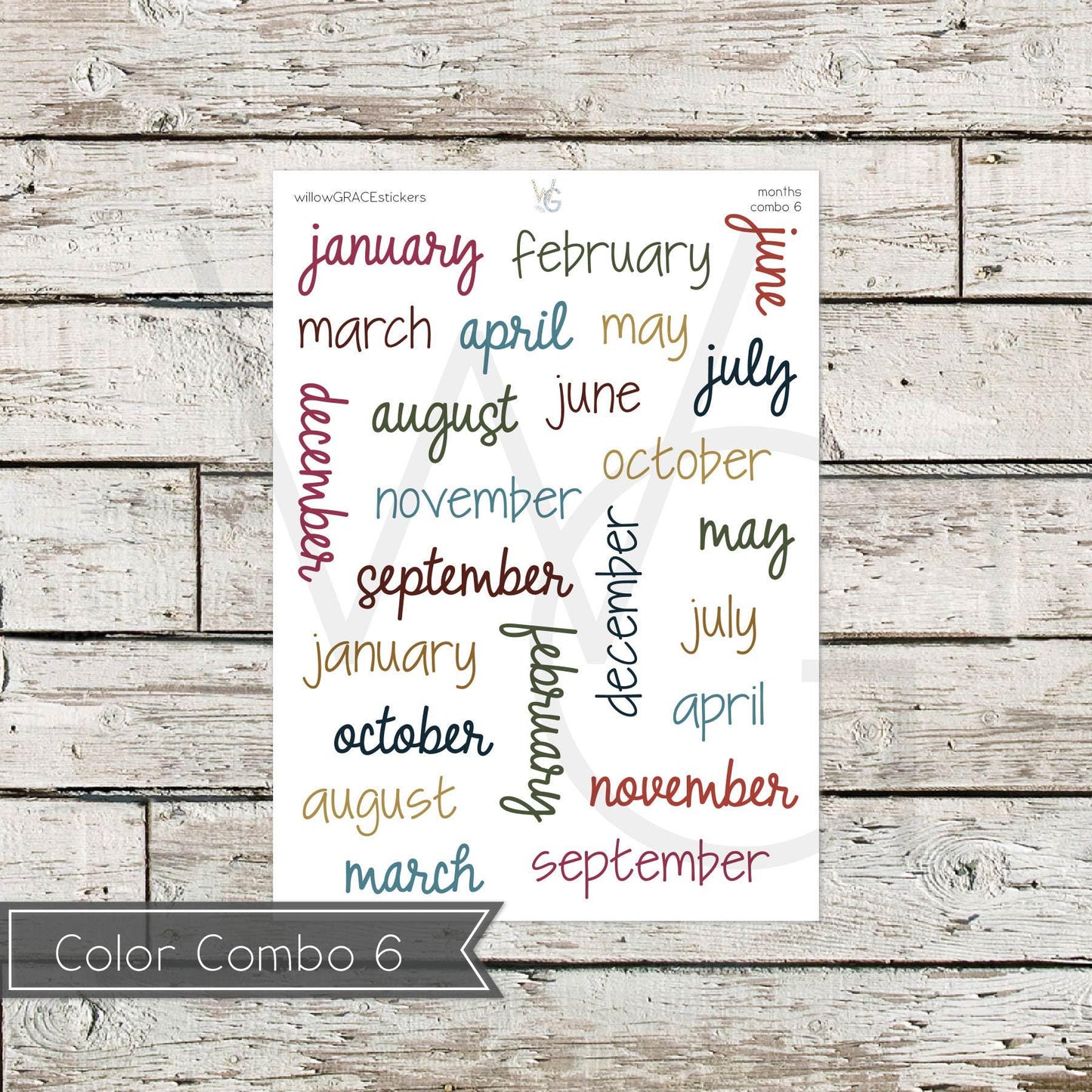 Months • Word Stickers • Scripts Stickers • Planner Stickers (CF)