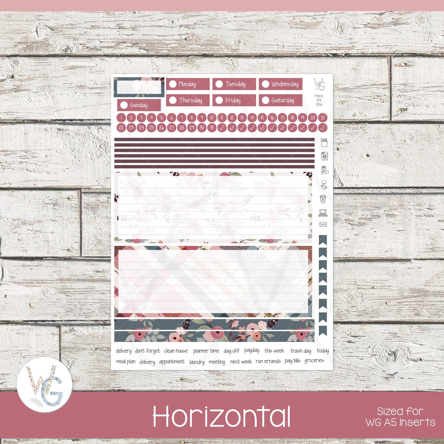 WG A5 Weekly Planner Stickers • WGW5-101