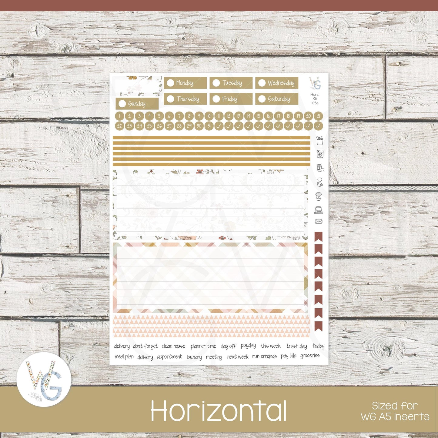 WG A5 Weekly Planner Stickers • WGW5-105
