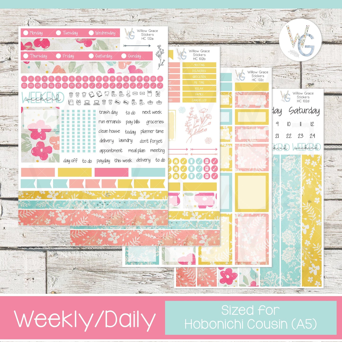 Hobonichi Cousin (A5) Weekly/Daily Sticker Kit • HW-102