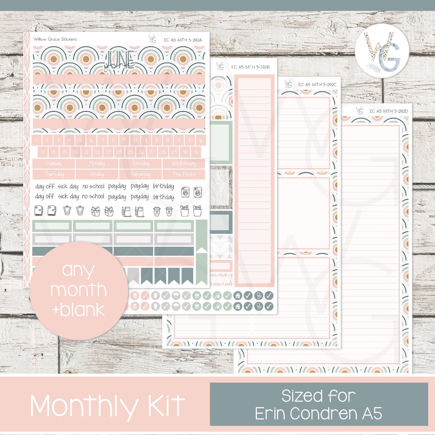 EC A5 Monthly Planner Stickers • ECM5-292