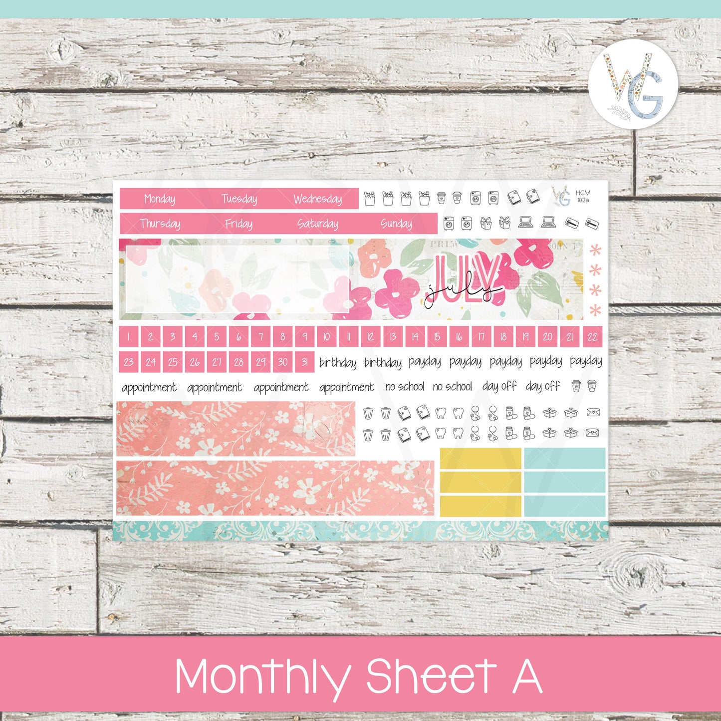 Hobonichi Cousin (A5) Monthly Planner Stickers • HM-102