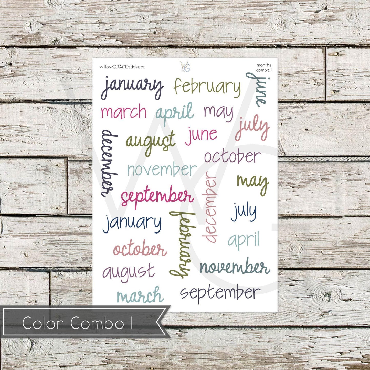 Months • Word Stickers • Scripts Stickers • Planner Stickers (CF)