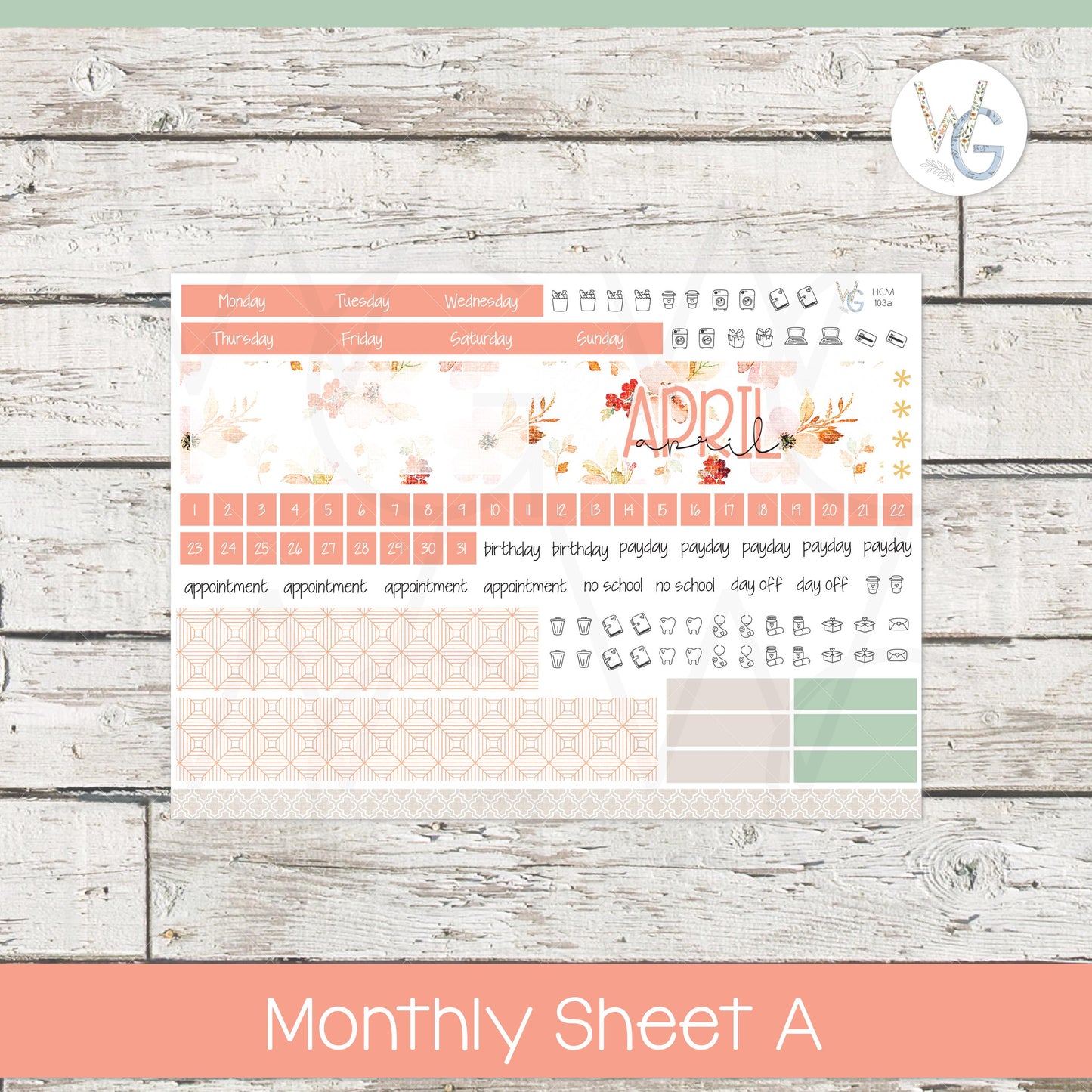 Hobonichi Cousin (A5) Monthly Planner Stickers • HM-103