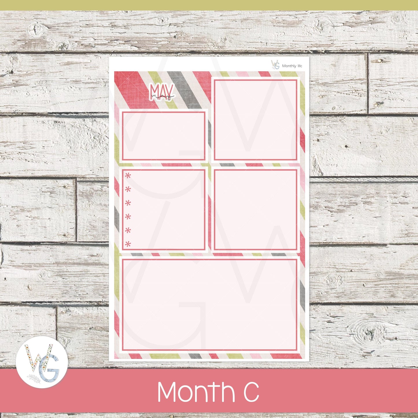 WG A5 Monthly Planner Stickers • WGM5-111