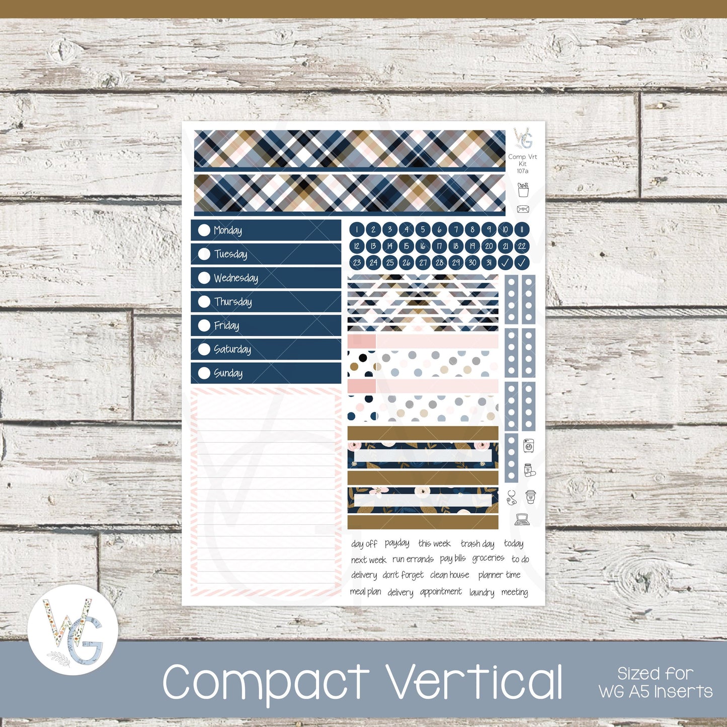 WG A5 Weekly Planner Stickers • WGW5-107