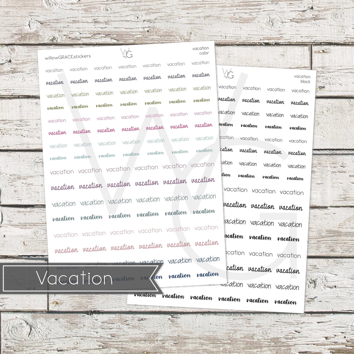 Vacation • Word Stickers • Scripts Stickers • Planner Stickers