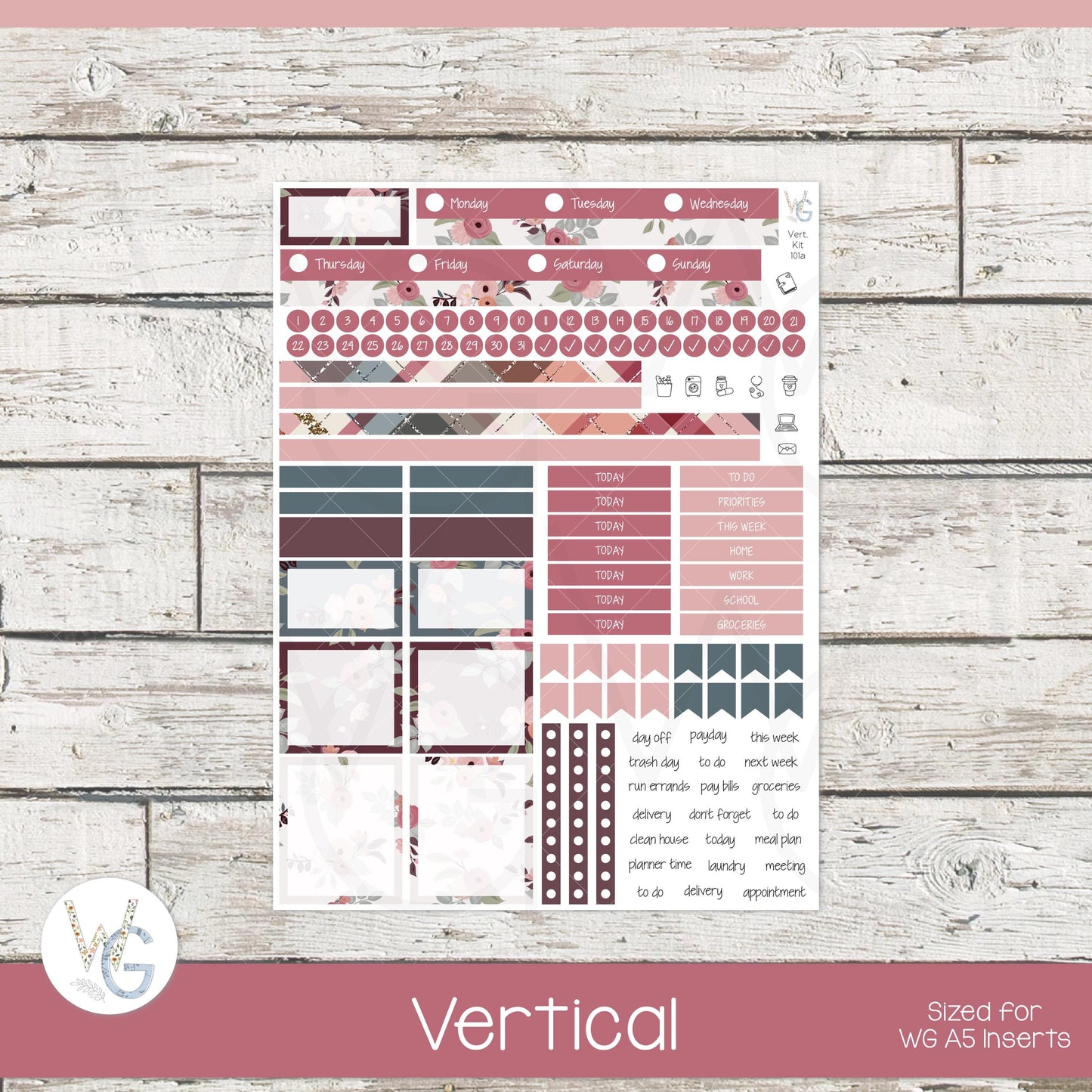 WG A5 Weekly Planner Stickers • WGW5-101