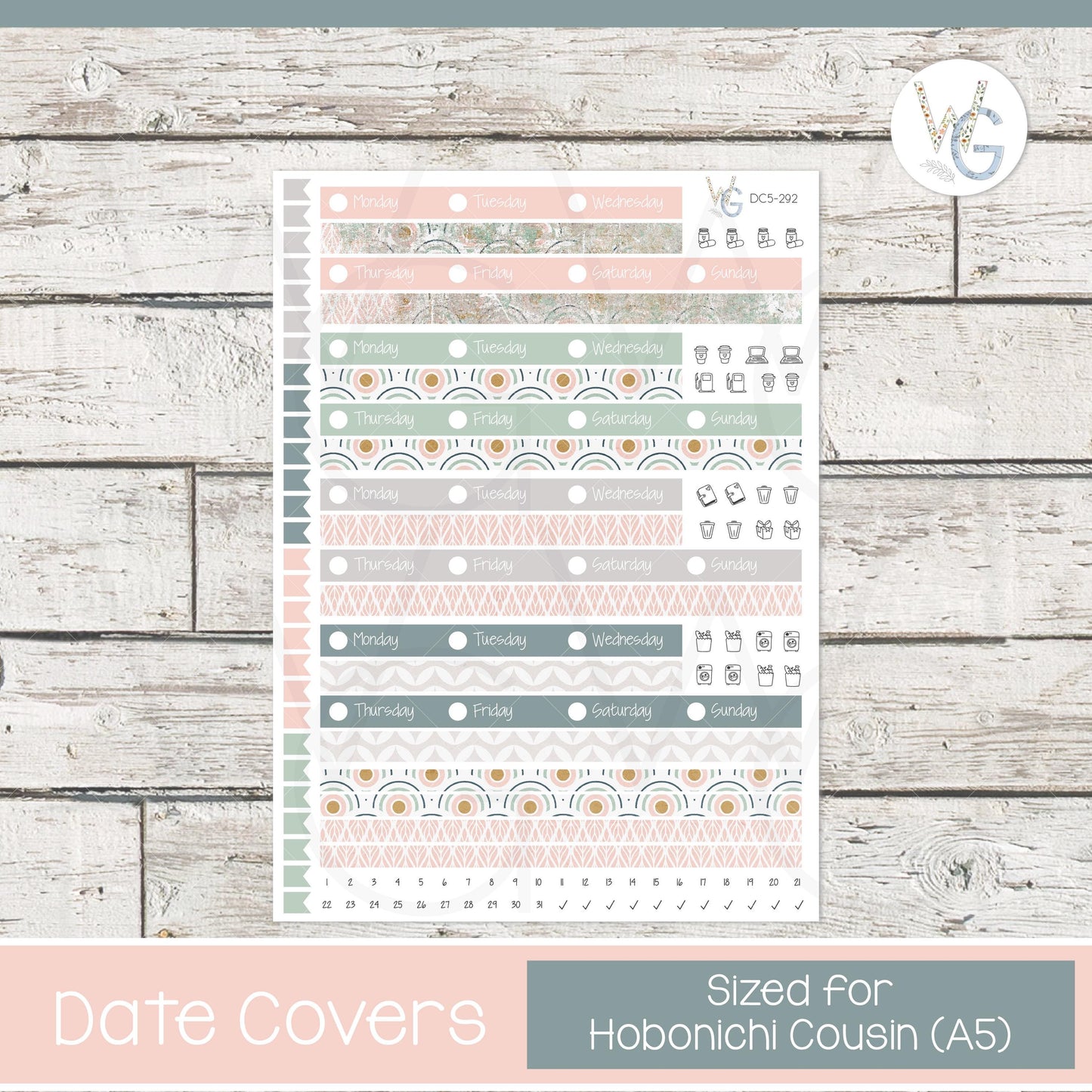 Date Covers • Planner Stickers • DC5-292