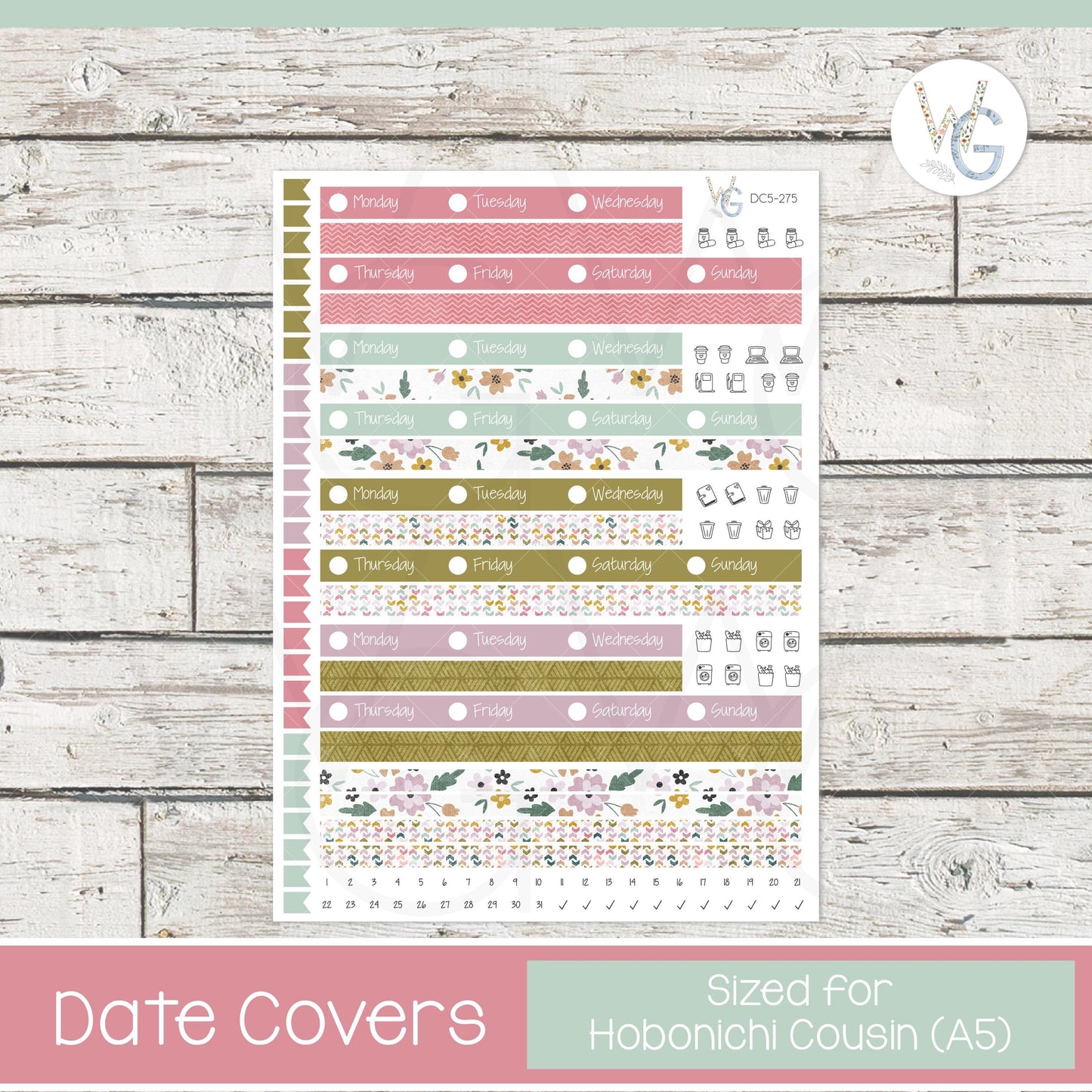 Date Covers • Planner Stickers • DC5-275