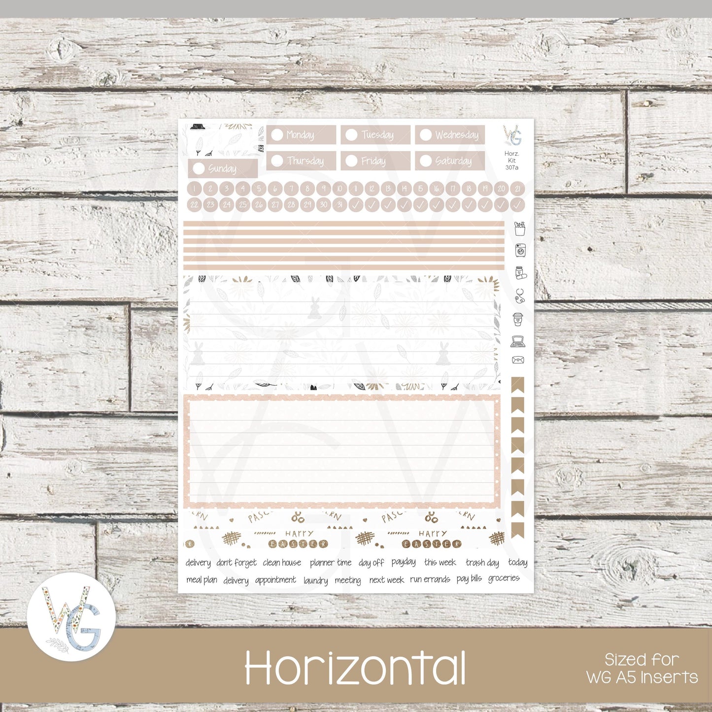 WG A5 Weekly Planner Stickers • WGW5-307
