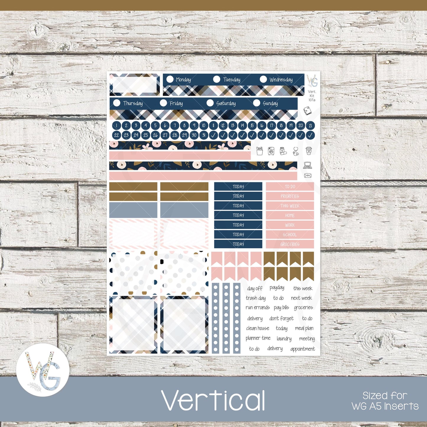 WG A5 Weekly Planner Stickers • WGW5-107