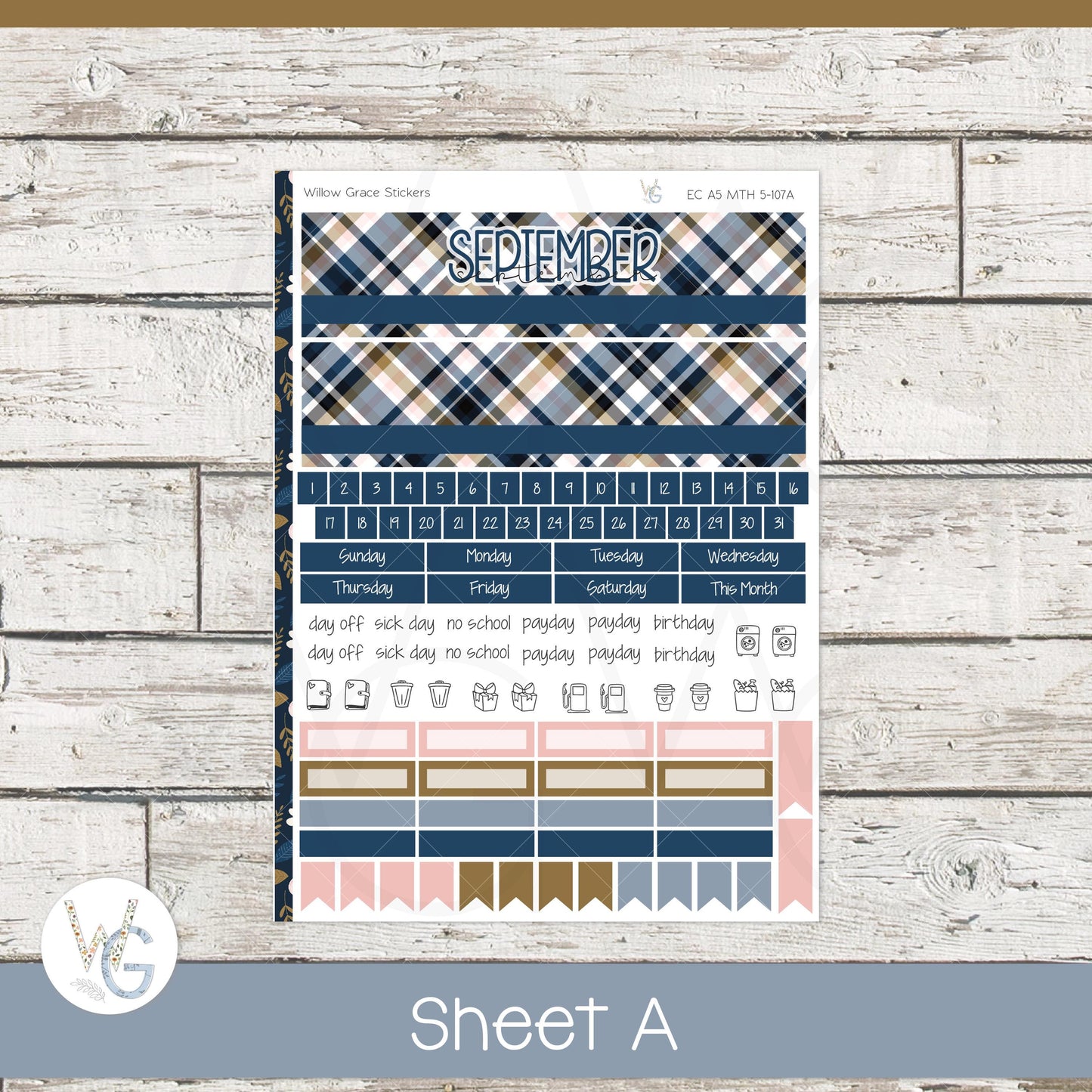 EC A5 Monthly Planner Stickers • ECM5-107