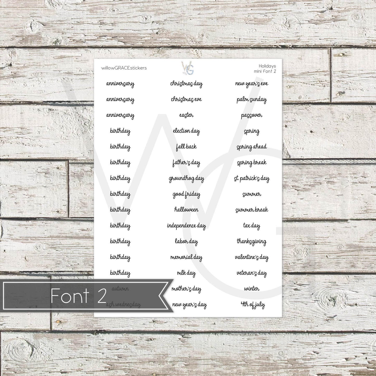 Mini Holidays • Word Stickers • Scripts Stickers • Planner Stickers