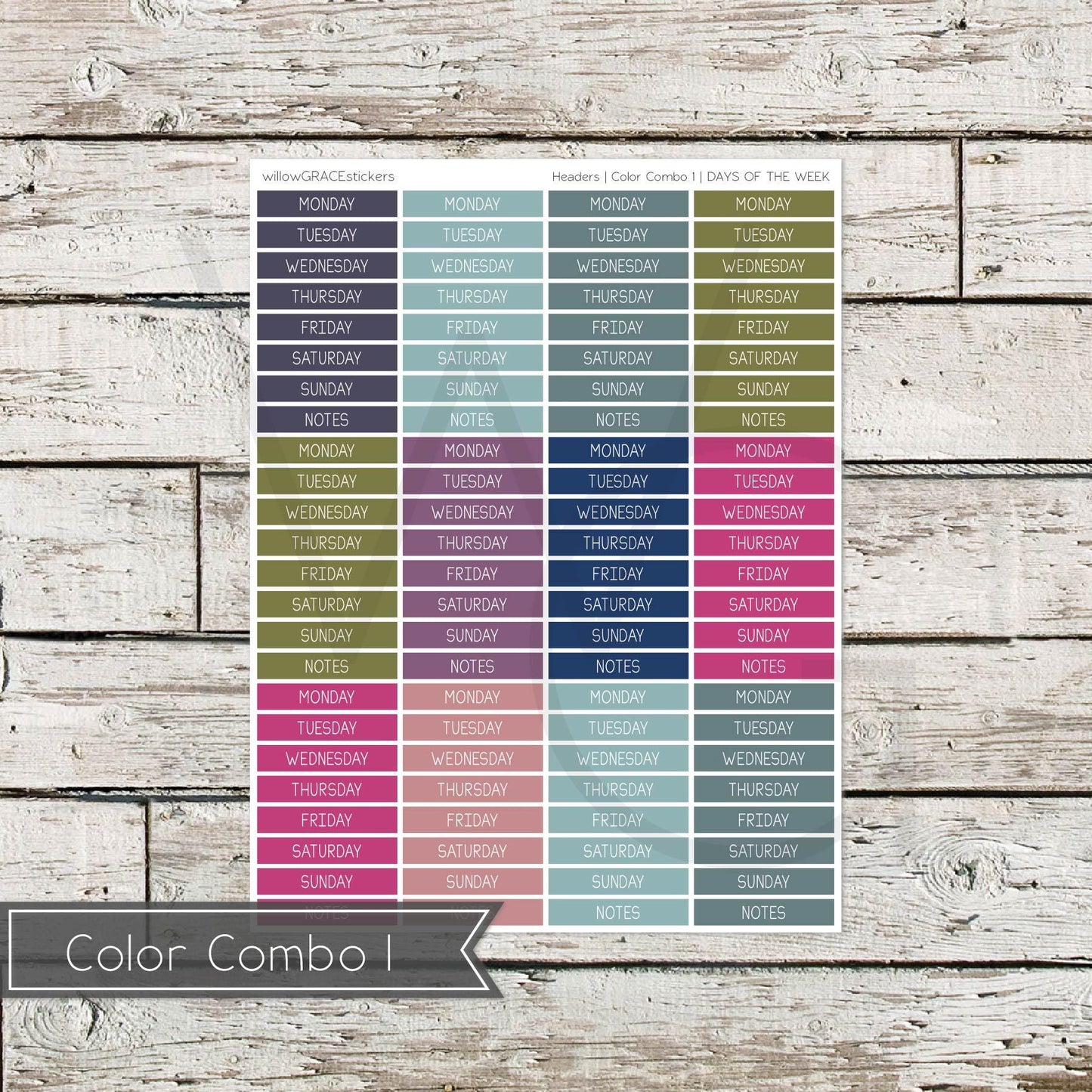 Planner Headers • Functional Planner Stickers • Days of the Week