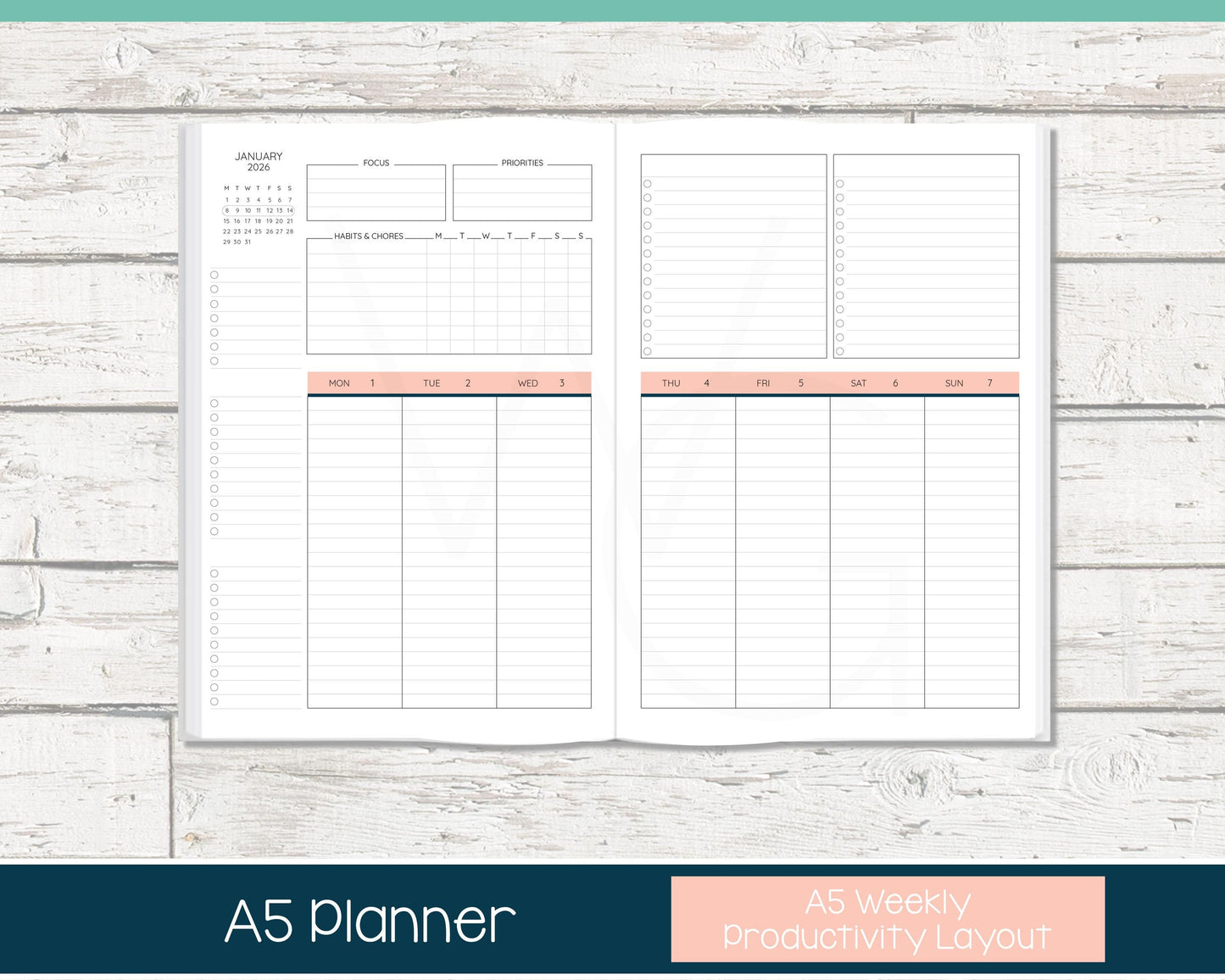 2026 Weekly Personalized Planner | Productivity Weekly Planner | Lined Layout | Summer Dreams
