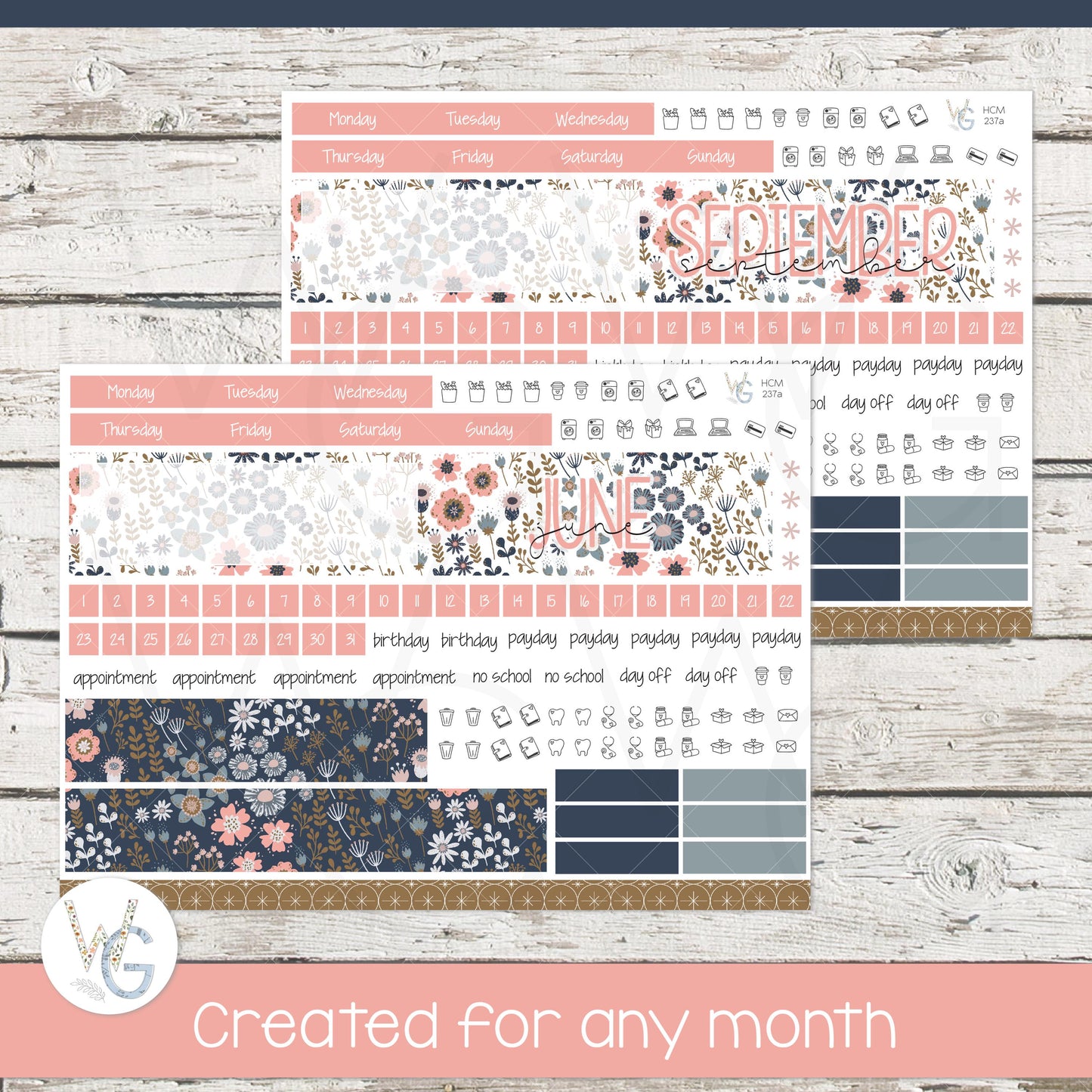 Hobonichi Cousin (A5) Monthly Planner Stickers • HM-237