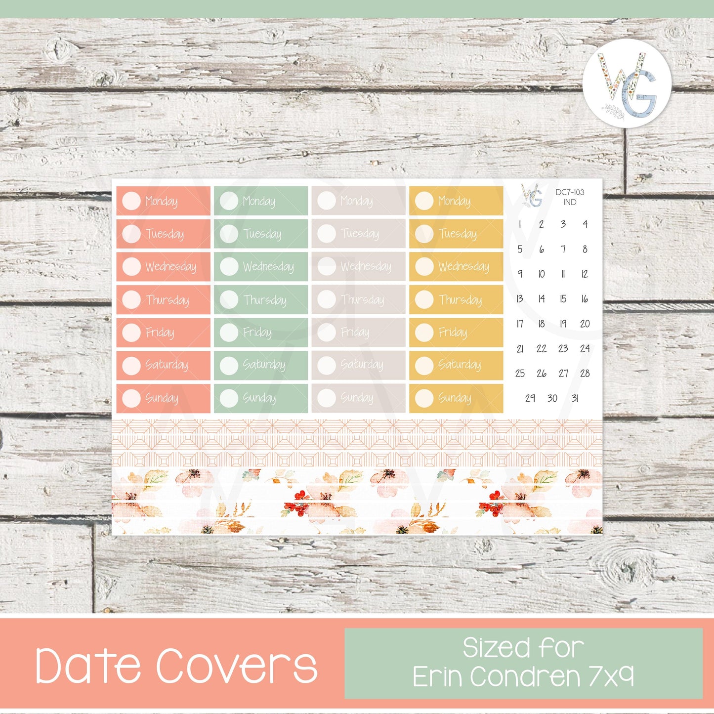 Date Covers • Planner Stickers • DC7-103