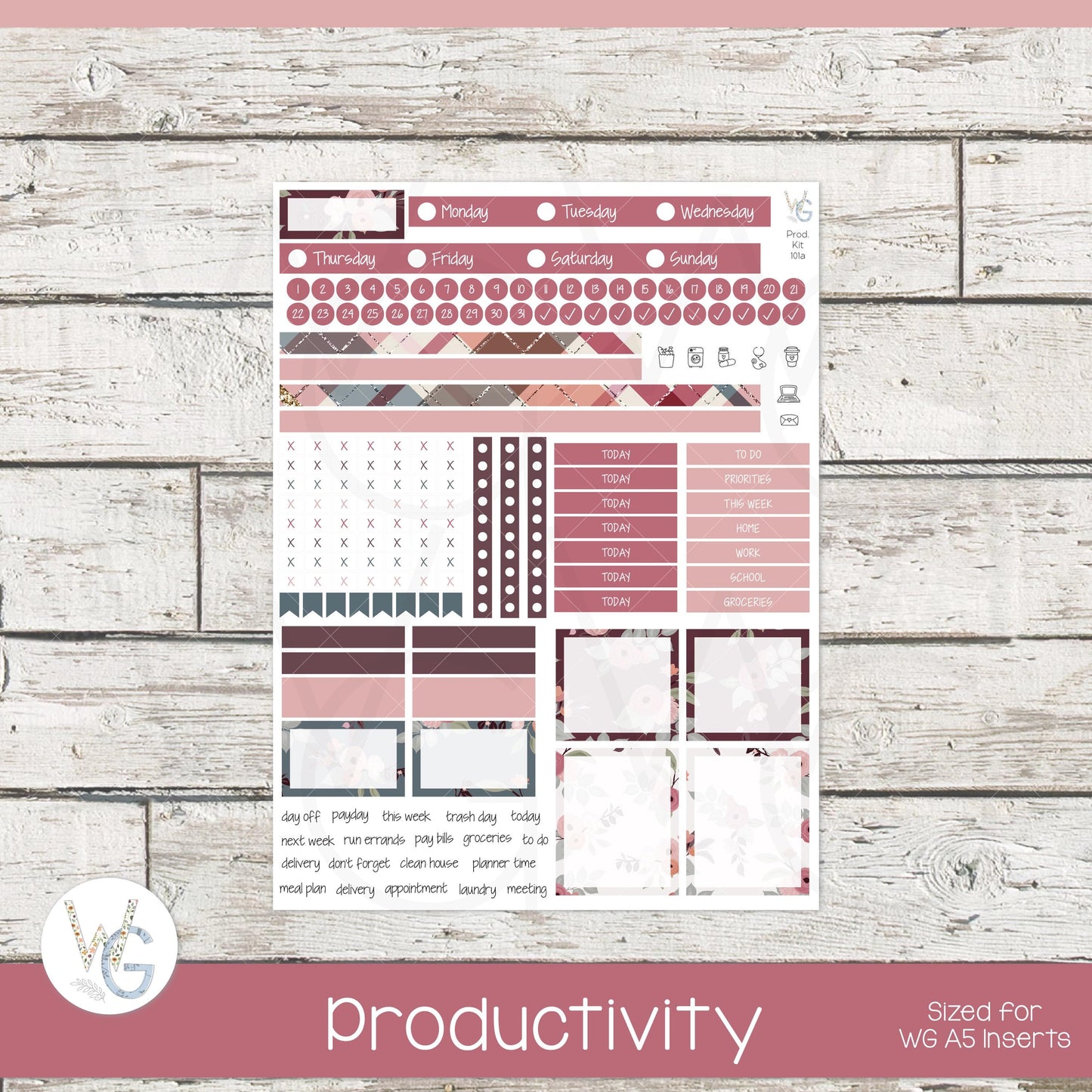 WG A5 Weekly Planner Stickers • WGW5-101