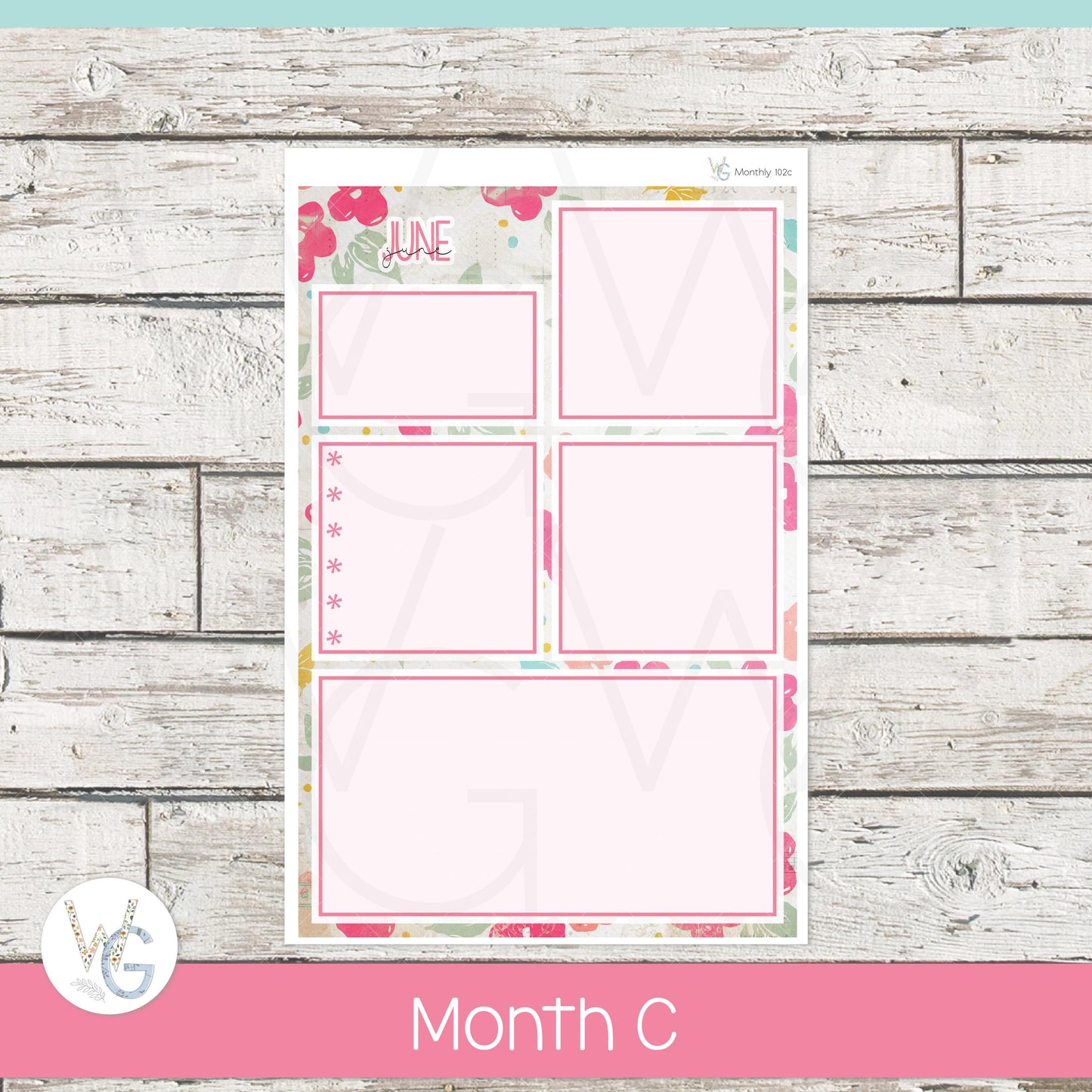 WG A5 Monthly Planner Stickers • WGM5-102