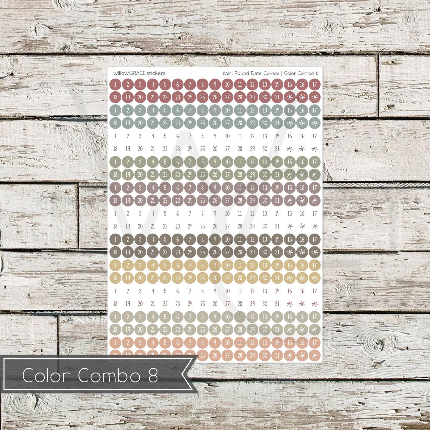 Round Mini Date Covers • Functional Planner Stickers