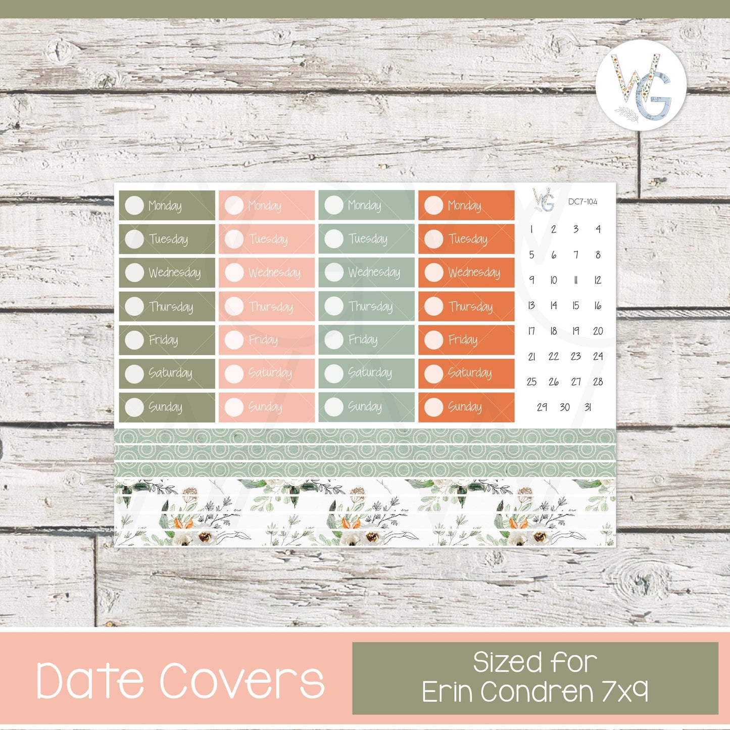 Date Covers • Planner Stickers • DC7-104