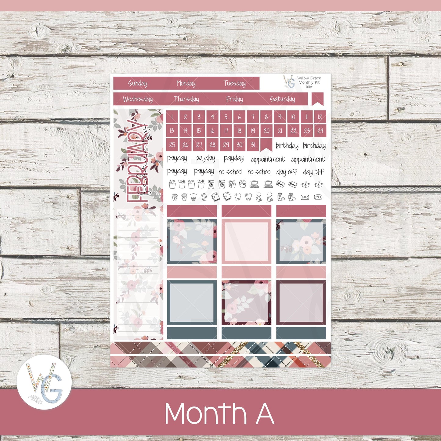 WG A5 Monthly Planner Stickers • WGM5-101