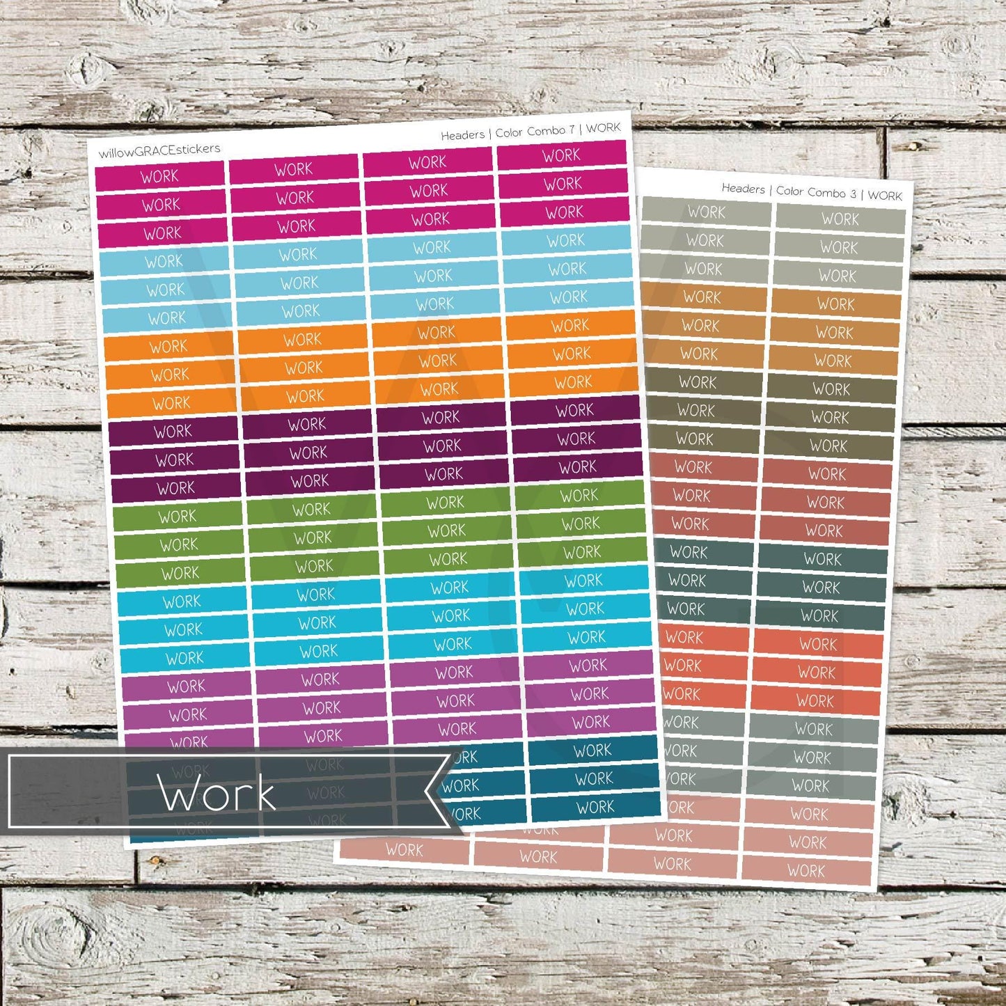 Planner Headers • Functional Planner Stickers • Work