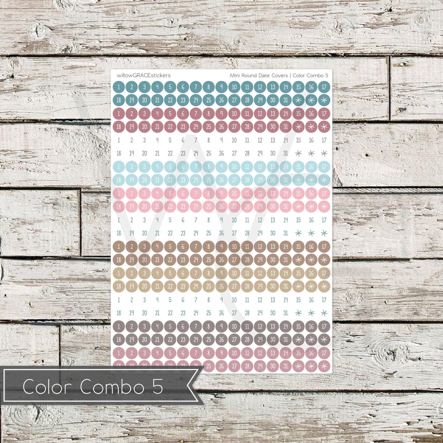 Round Mini Date Covers • Functional Planner Stickers