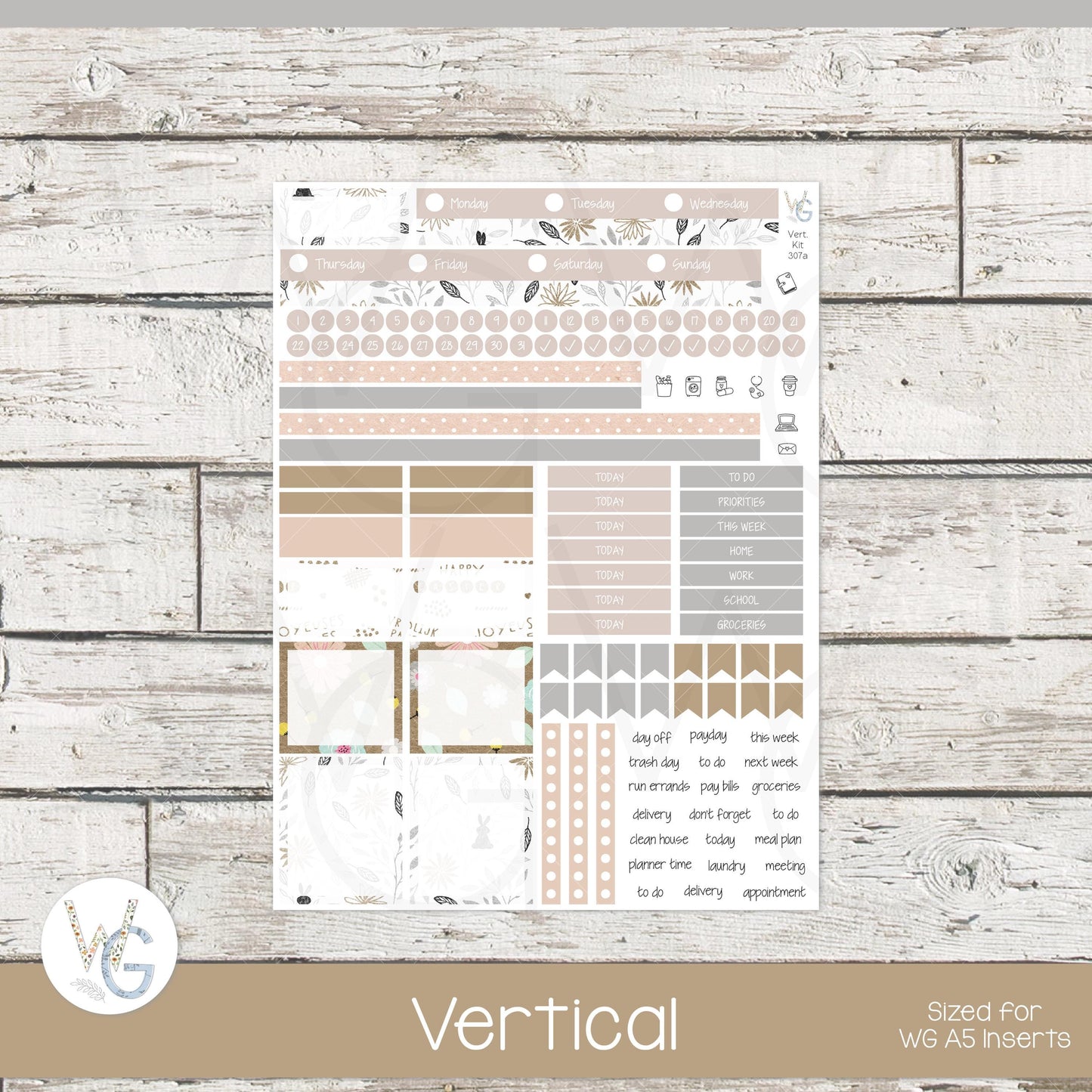 WG A5 Weekly Planner Stickers • WGW5-307